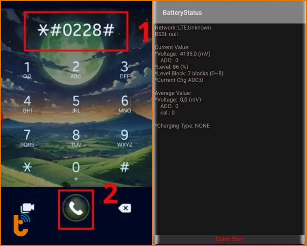 Kiểm tra pin Samsung bằng mã lệnh USSD