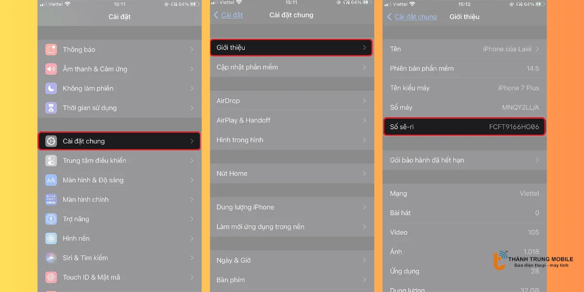 Kiểm tra Serial Number trên điện thoại iPhone