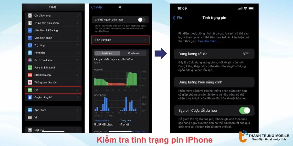 Cách kiểm tra tình trạng pin iPhone