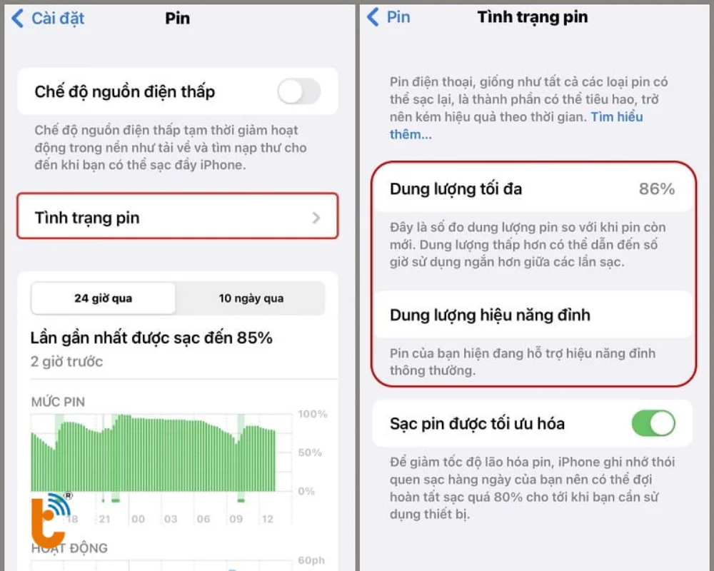 Kiểm tra tình trạng pin trên máy iPhone 6 Plus