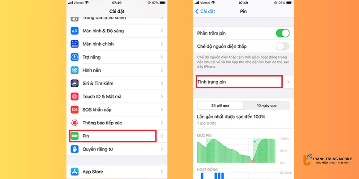 Kiểm tra tình trạng pin