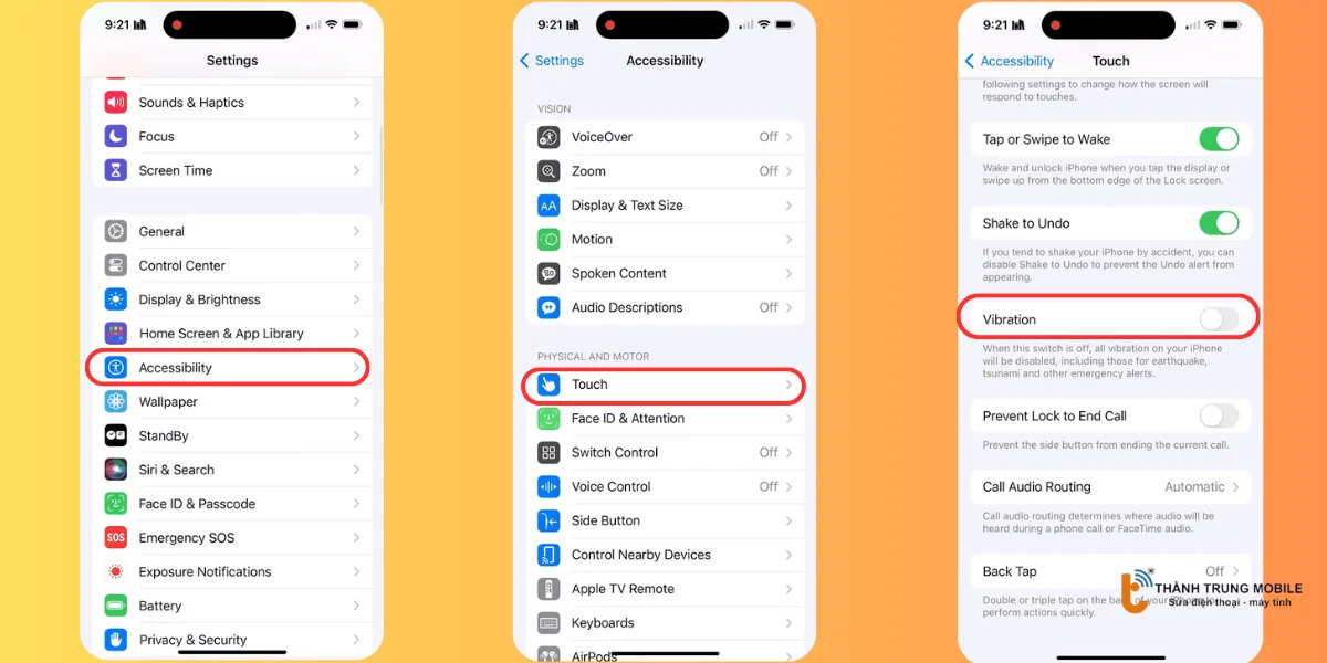 Kiểm tra và điều chỉnh tính năng rung 