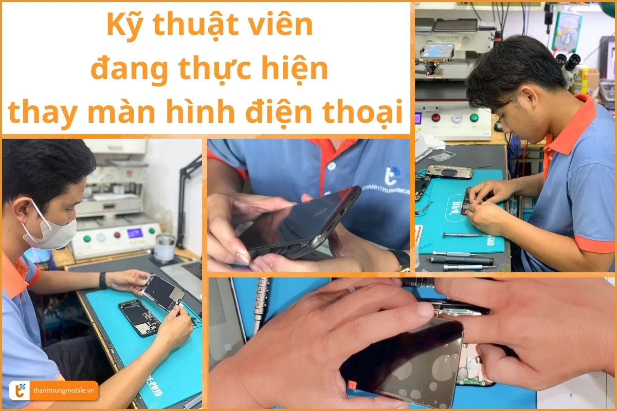 Kỹ thuật viên tiến hành thay màn hình 02