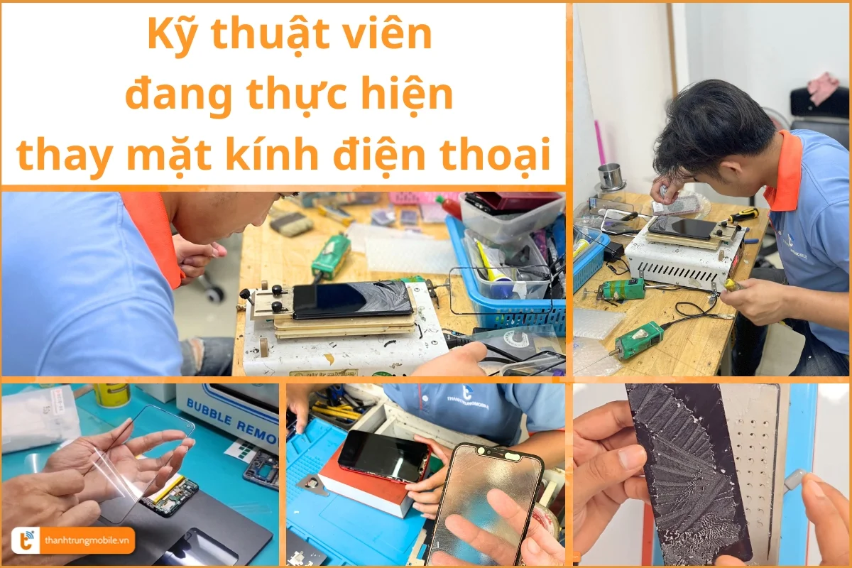 Kỹ thuật viên tiến hành thay mặt kính 05