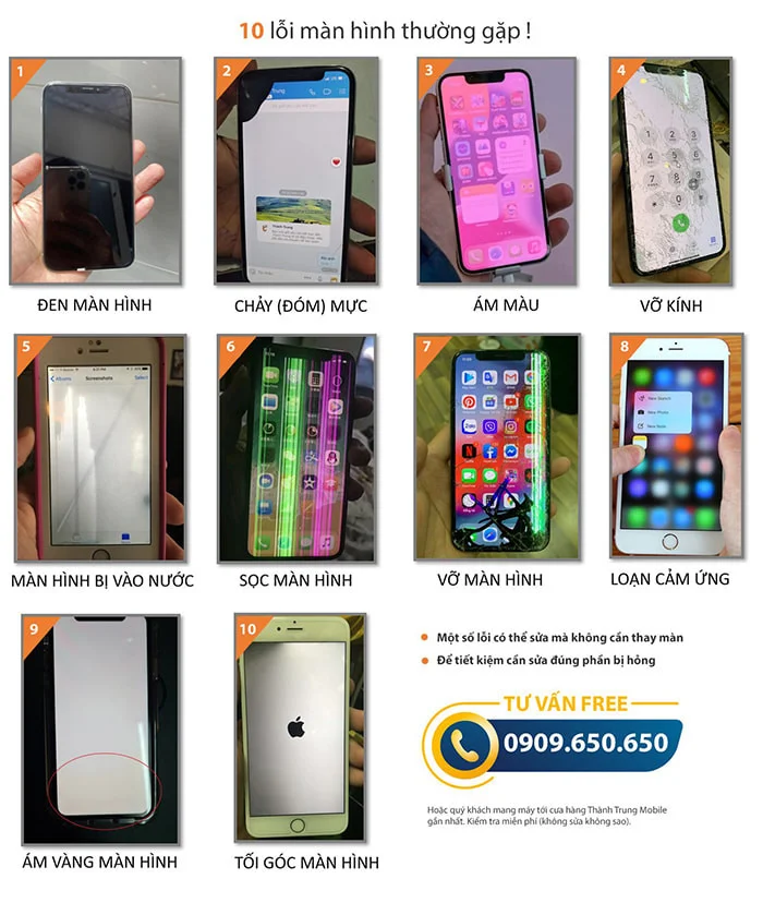 Lỗi thường gặp về màn hình điện thoại