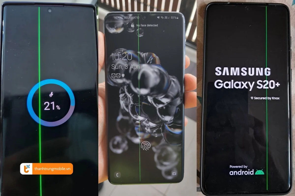 màn hình samsung bị sọc xanh