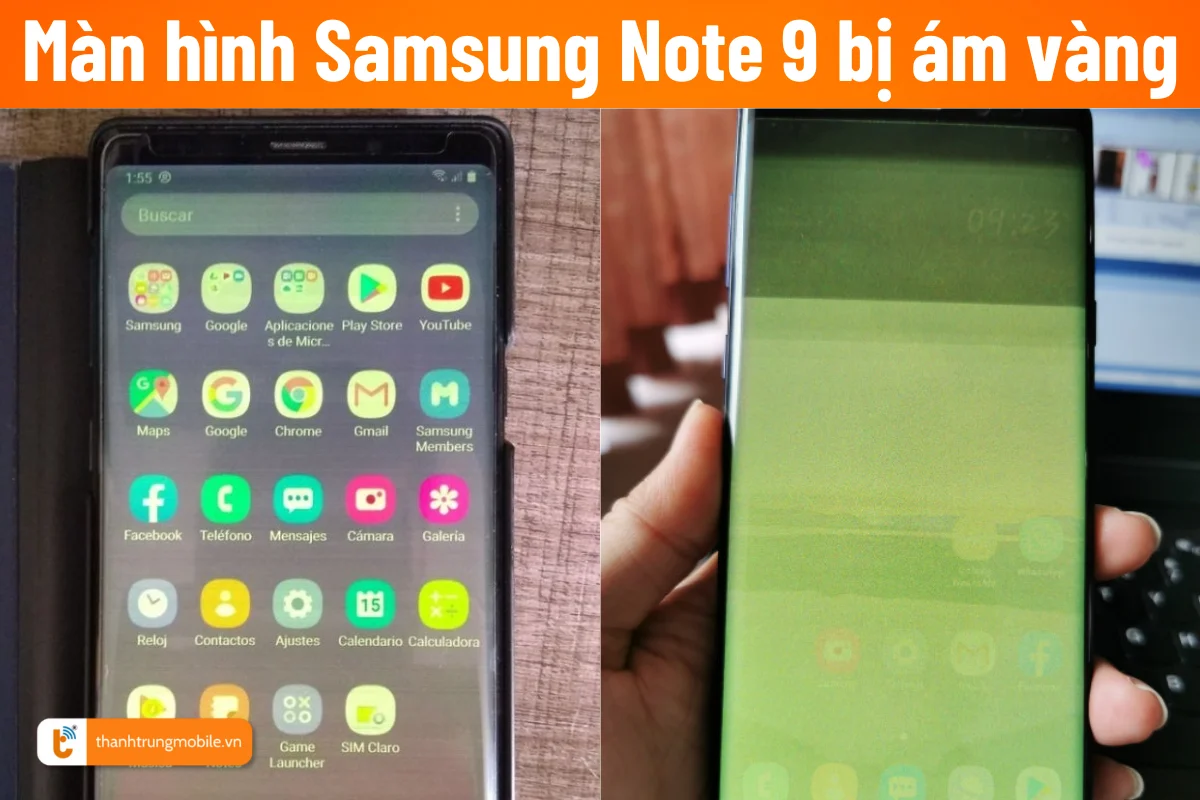 màn hình samsung note 9 bị ám vàng