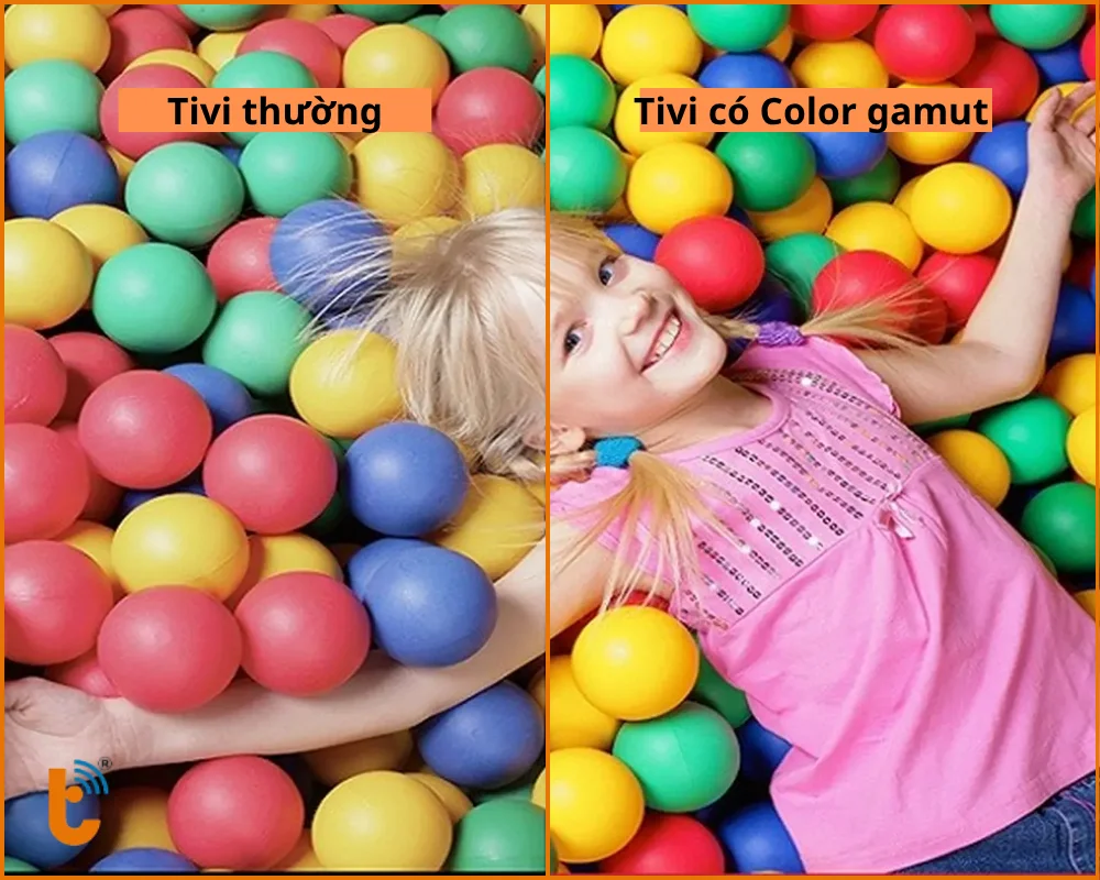 Màu của Tivi thường so với Tivi có Color gamut