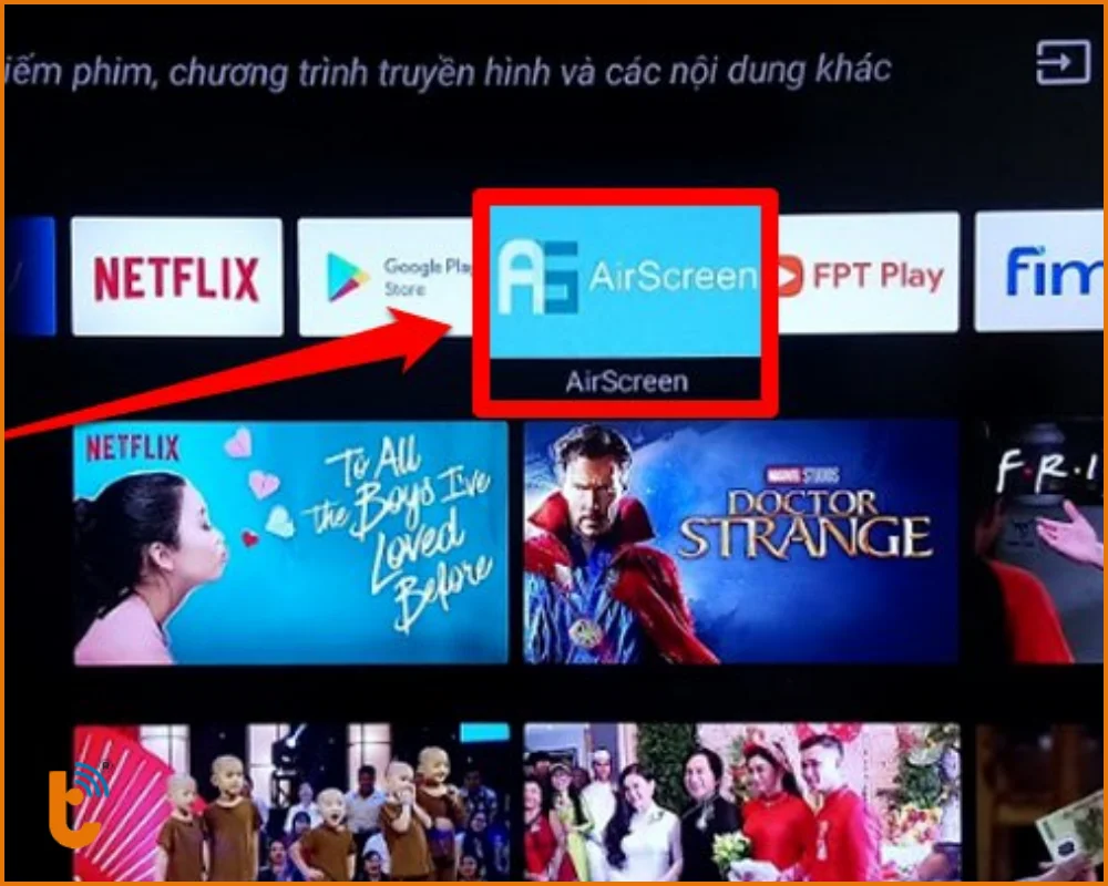 Mở AirScreen trên TV lên