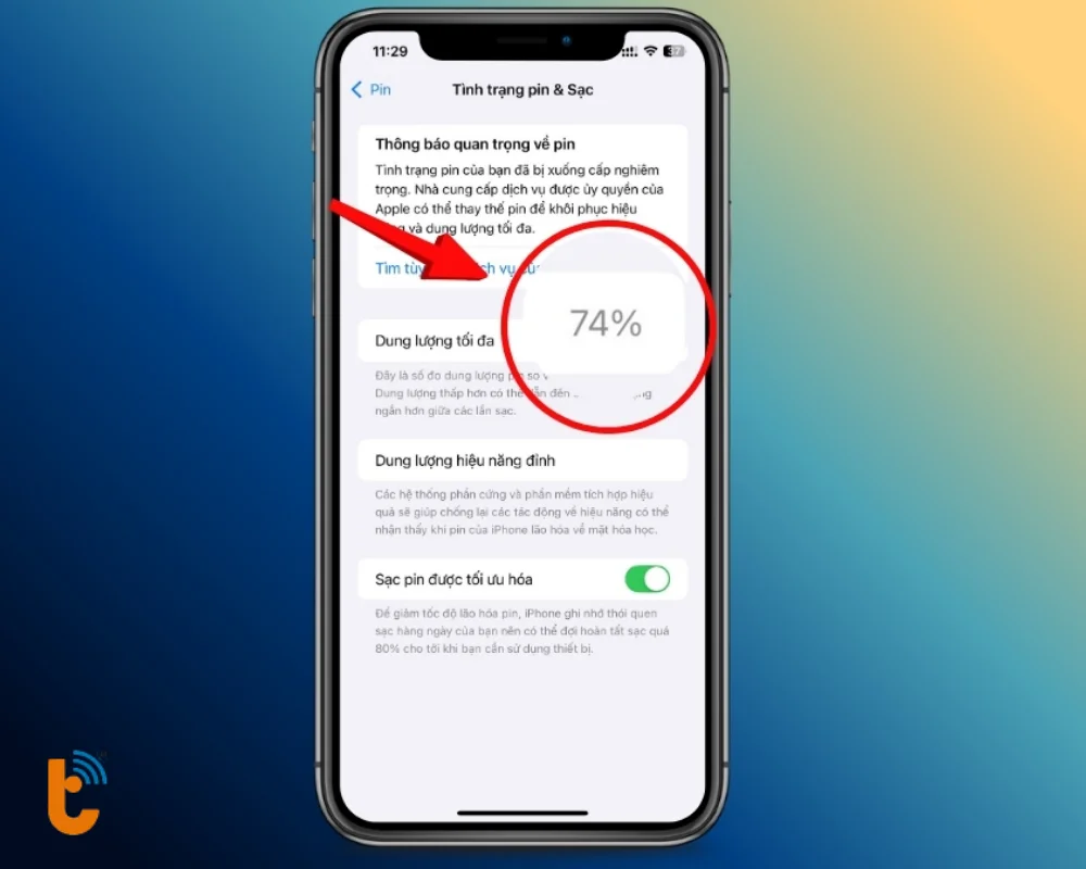 Nên thay pin khi dung lượng tối đa dưới 80%