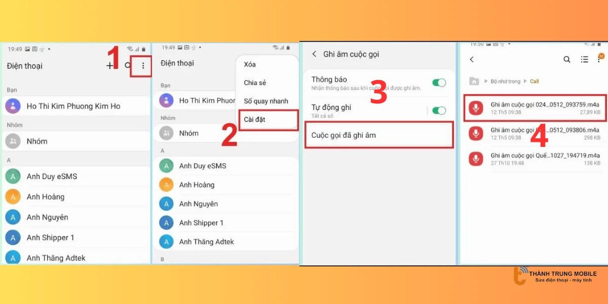 Nghe lại file ghi âm cuộc gọi