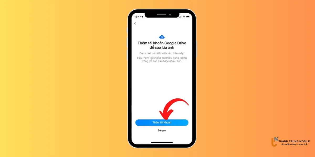 Nhấn Thêm tài khoản