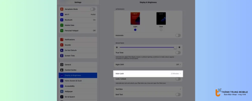 Nhấn Tự động khóa