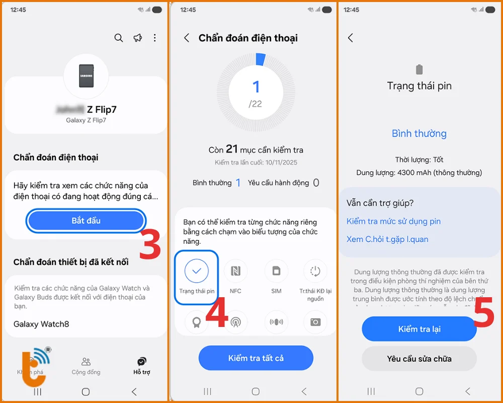 Nhấn vào Bắt đầu và chọn biểu tượng Trạng thái Pin để xem kết quả