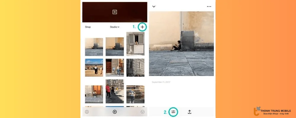 Nhấn vào biểu tượng thanh trượt để vào chế độ chỉnh ảnh