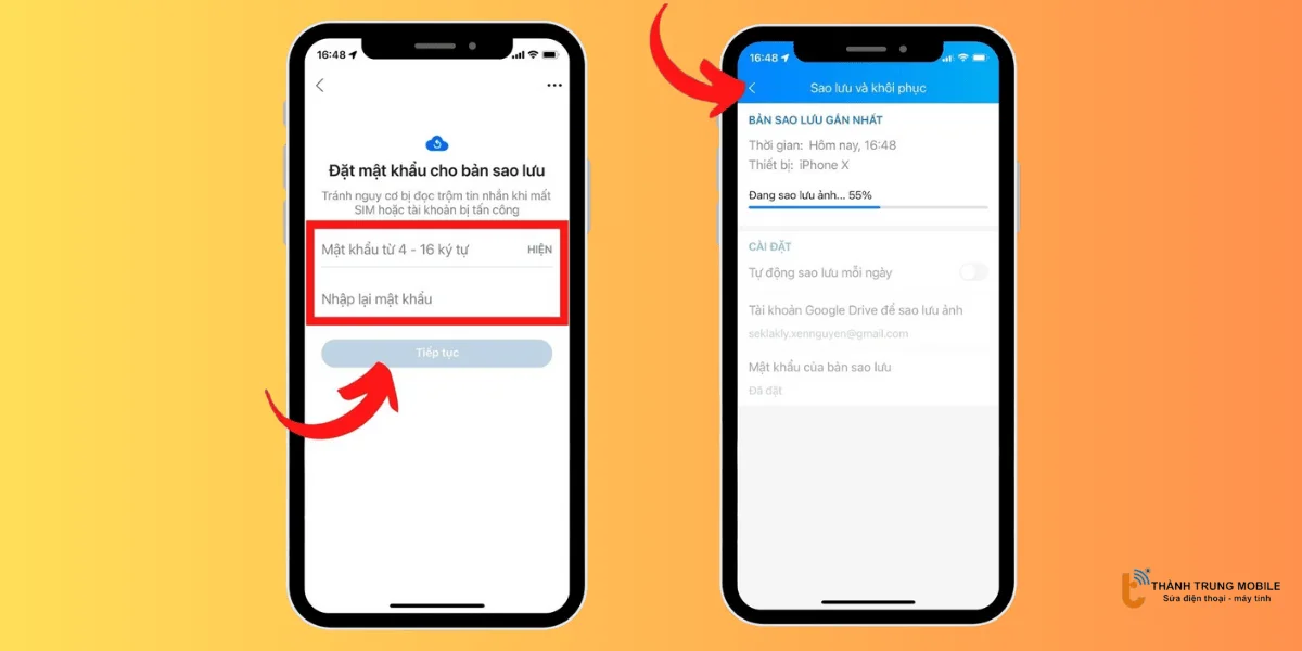 Nhấn vào mũi tên ngược 
