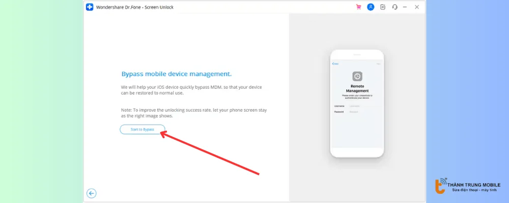Nhấp vào Bắt đầu để bỏ qua để tiếp tục