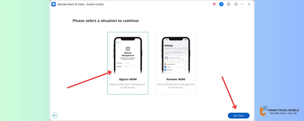 Nhấp vào Bắt đầu để tiếp tục