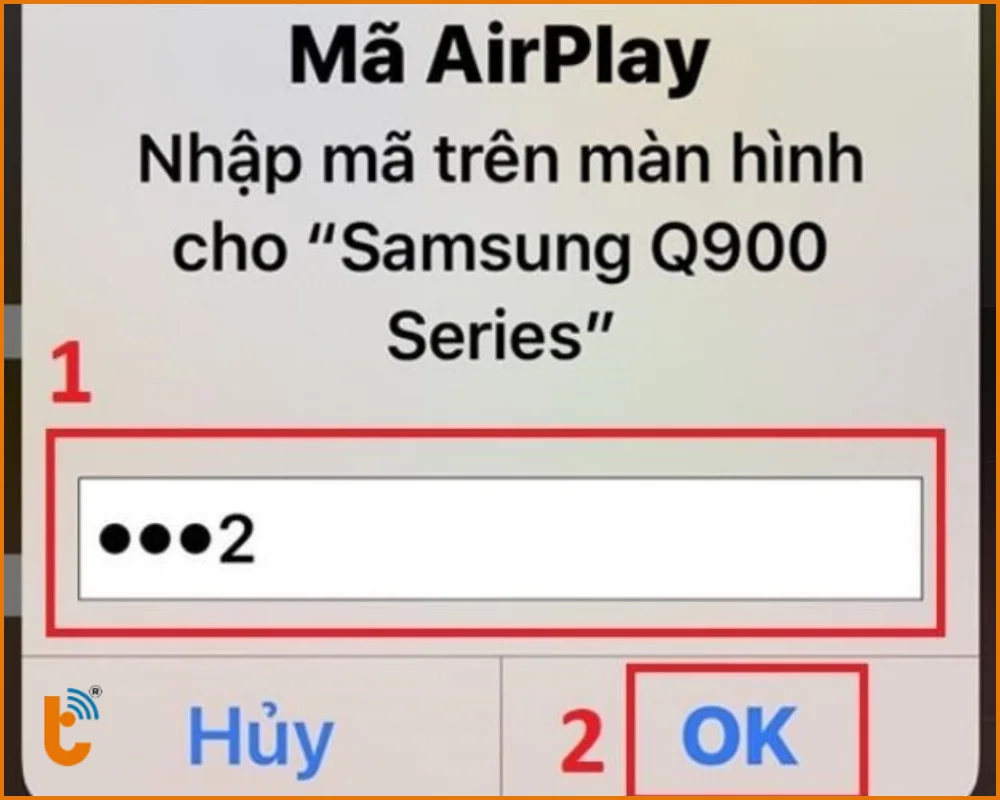 Nhập mã mật mã hiển thị trên màn hình TV vào iPhone