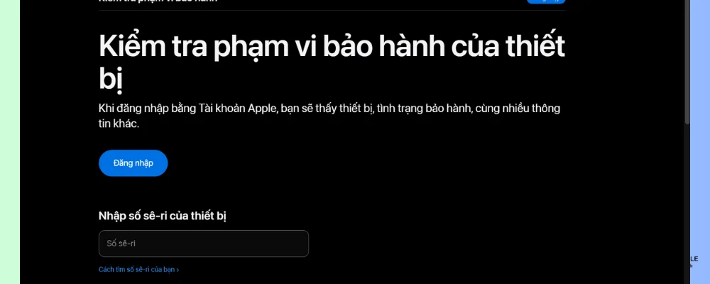 Nhập số Serial trên trang web checkcoverage.apple.com