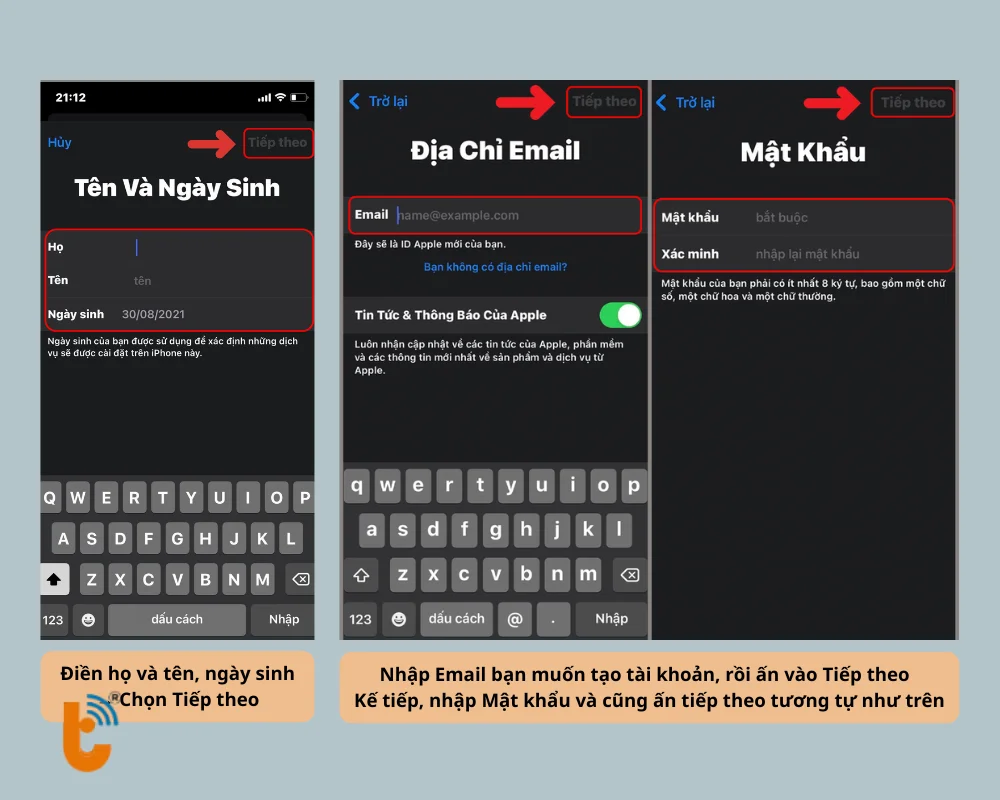 Nhập thông tin cá nhân
