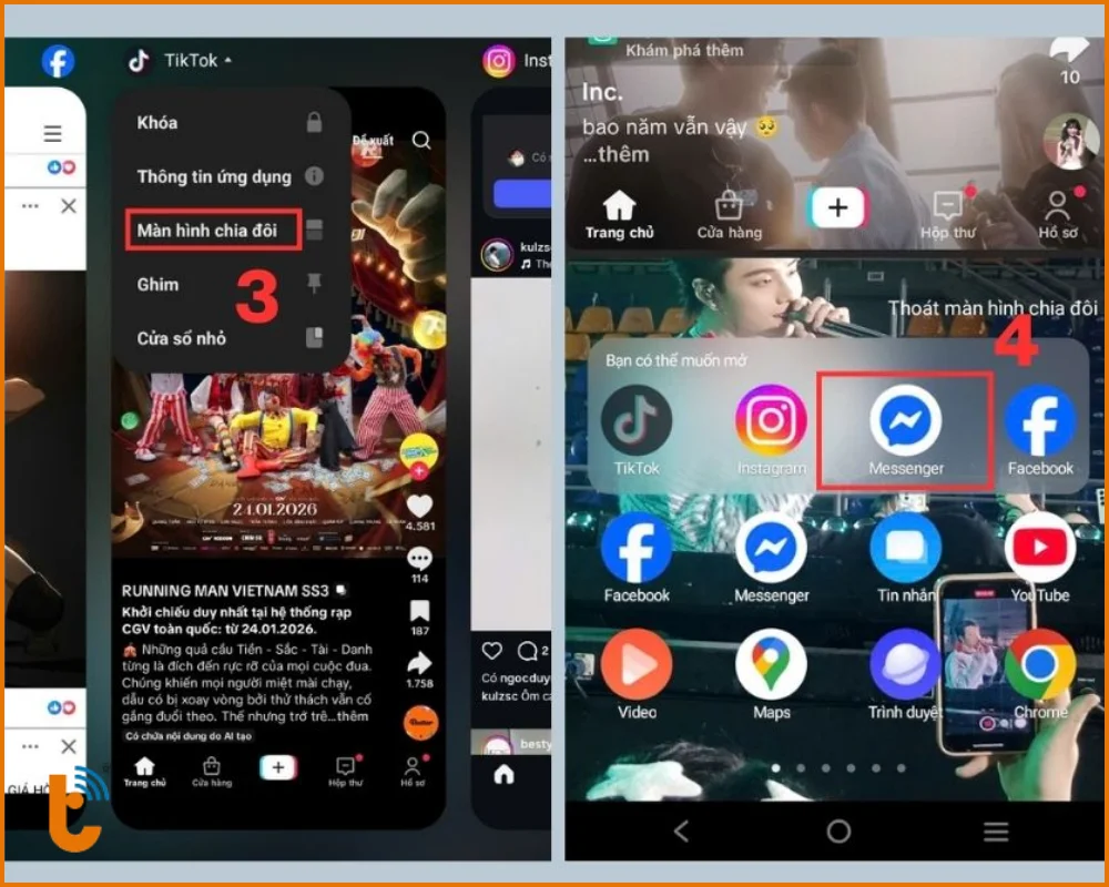 Ở nửa màn hình còn lại, bạn chỉ cần chọn ứng dụng thứ hai để chia đôi màn hình