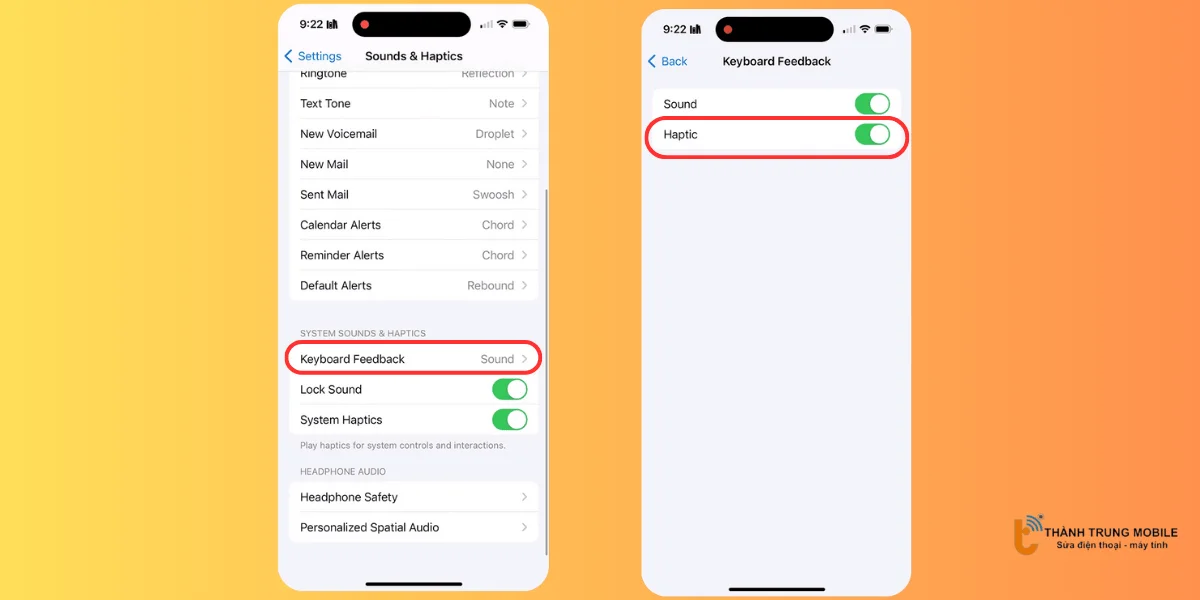 Phản hồi rung cho bàn phím trên iPhone
