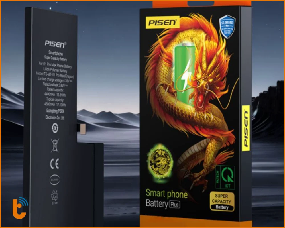 Pin Pisen nổi bật với IC kiểm soát nhiệt độ, bảo vệ CPU khi chơi game và dùng 4G