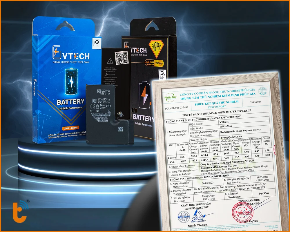 Pin Vtech có kiểm định rõ ràng đảm bảo an toàn