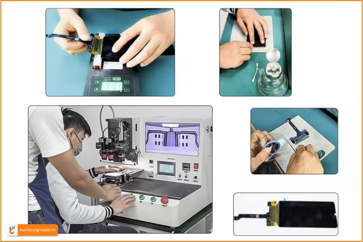 Quy trình ép cổ cáp màn hình điện thoại