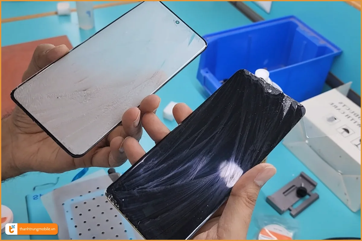 Quy trình ép kính OPPO Reno13 F chuyên nghiệp