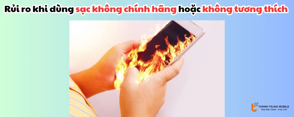 Rủi ro khi dùng sạc không chính hãng hoặc không tương thích
