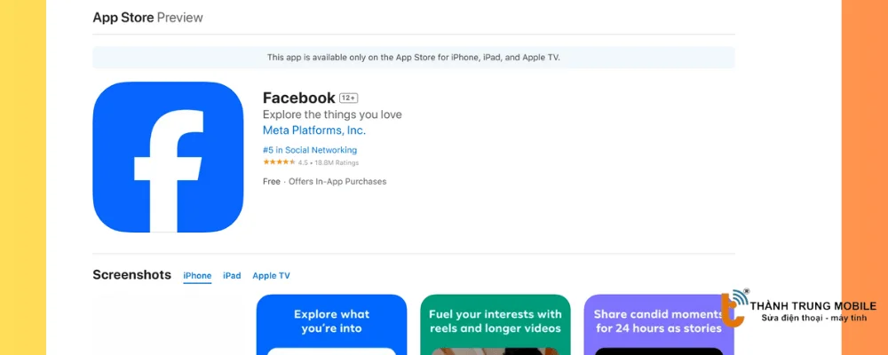 Tải lại Facebook từ App Store