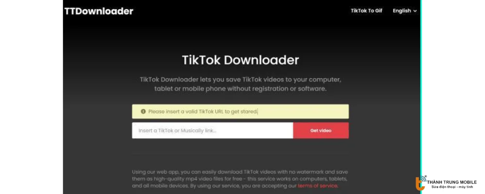 Tải video TikTok không logo trên Downloader