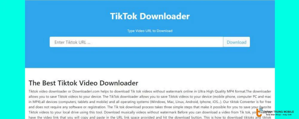 Tải video TikTok không logo trên Downloaderi.com