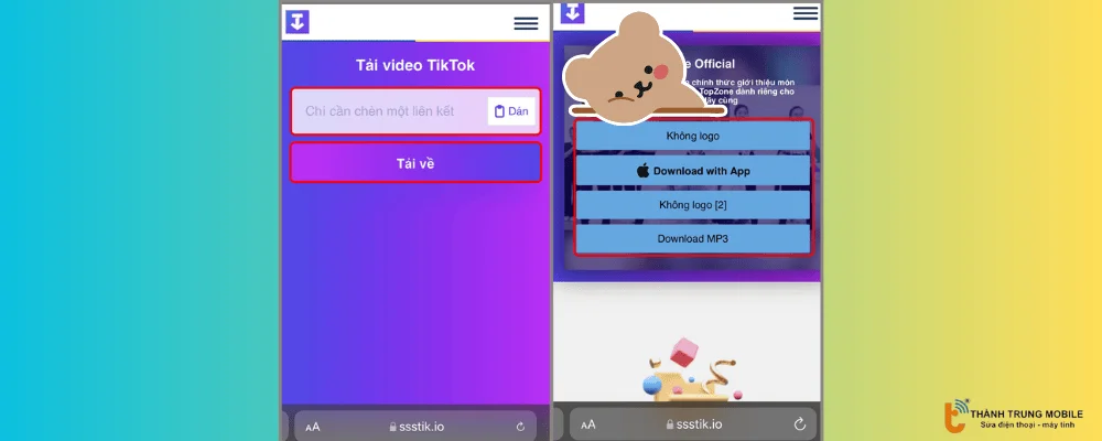 Tải video TikTok không logo trên SSSTIK