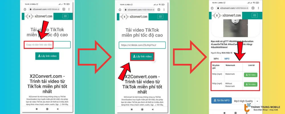 Tải video TikTok không logo trên X2Convert