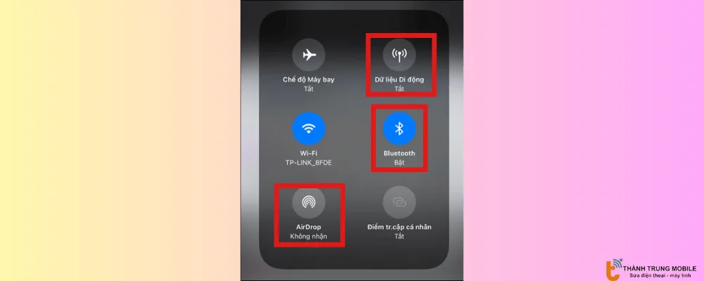 tắt Bluetooth, 4G/5G và AirDrop