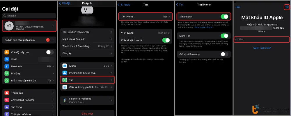 Tắt cảnh báo tìm iPhone