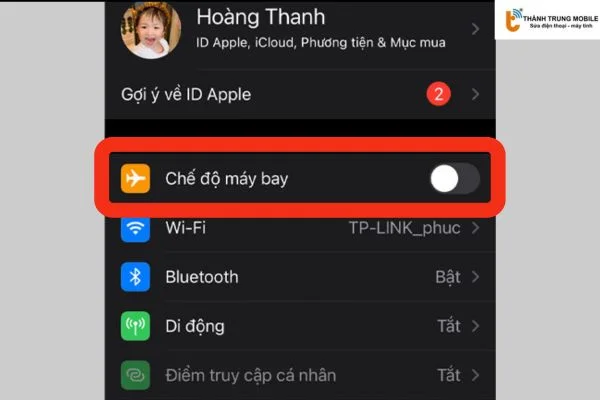 Tắt chế độ máy bay