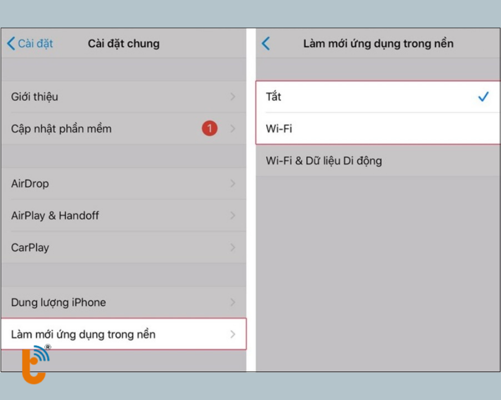 Tắt làm mới ứng dụng trong nền