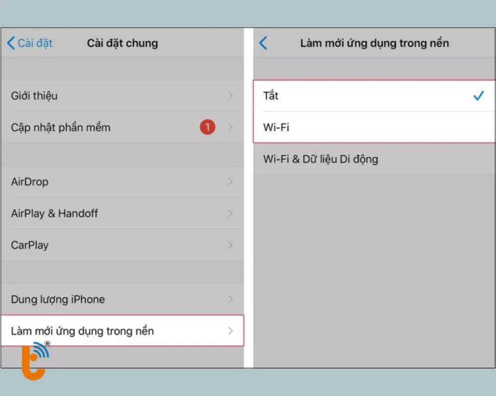 Tắt làm mới ứng dụng trong nền