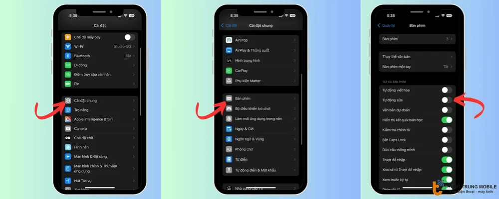 Tắt sửa chính tả trên iPhone