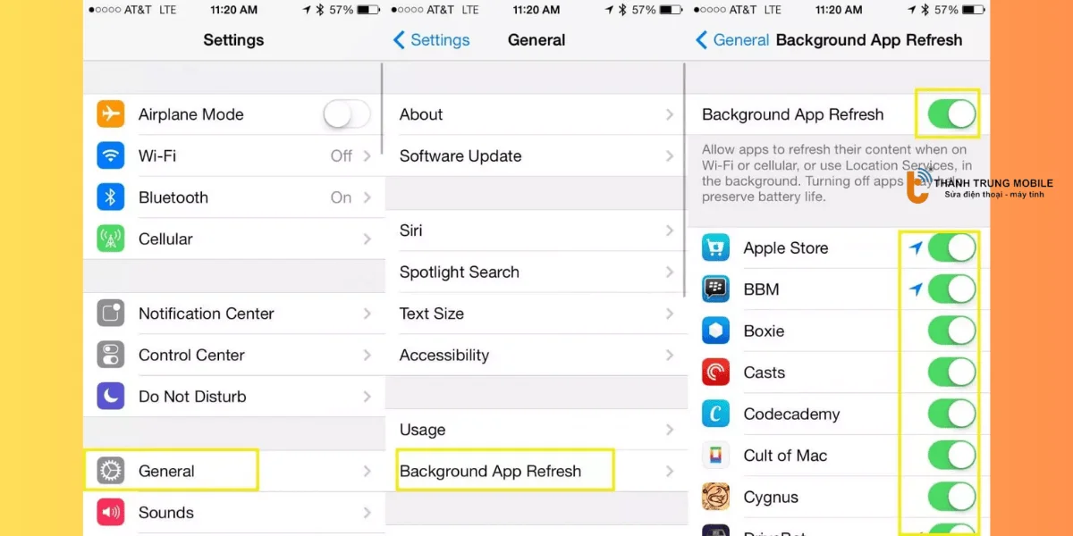 Tắt tính năng làm mới ứng dụng nền trên iPhone