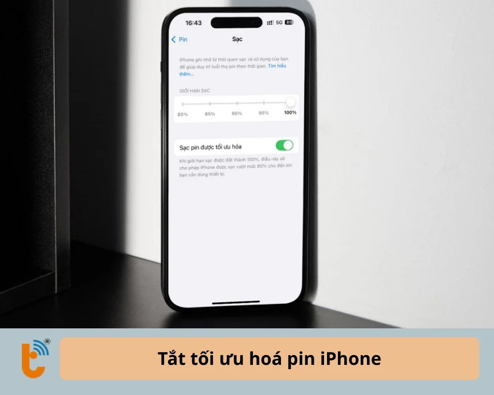 Tắt tối ưu hoá pin iPhone