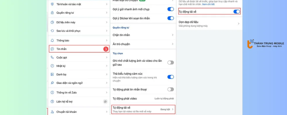 Tắt tự động tải ảnh/video trên Zalo