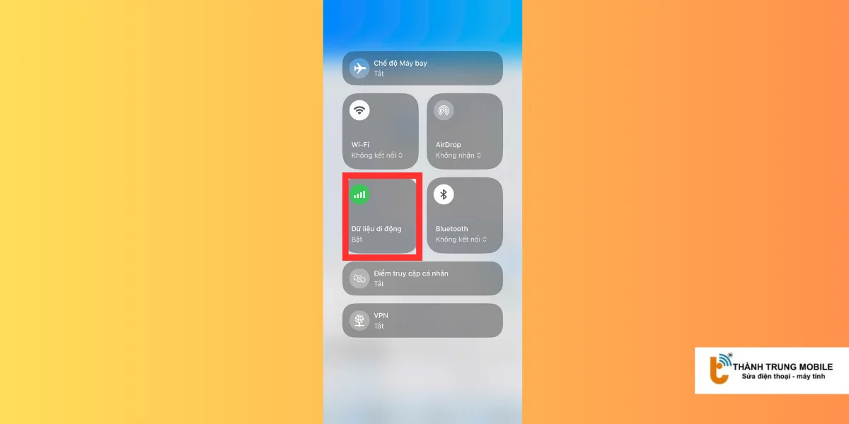 Tắt và bật lại dữ liệu di động iPhone