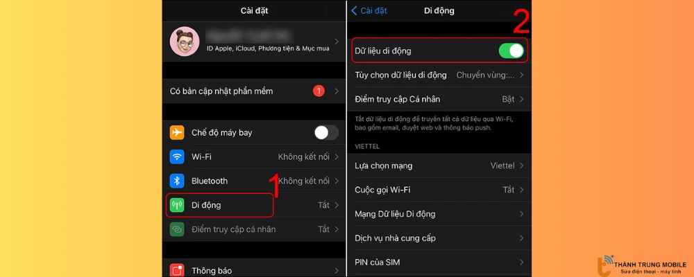 Tắt và bật lại dữ liệu di động