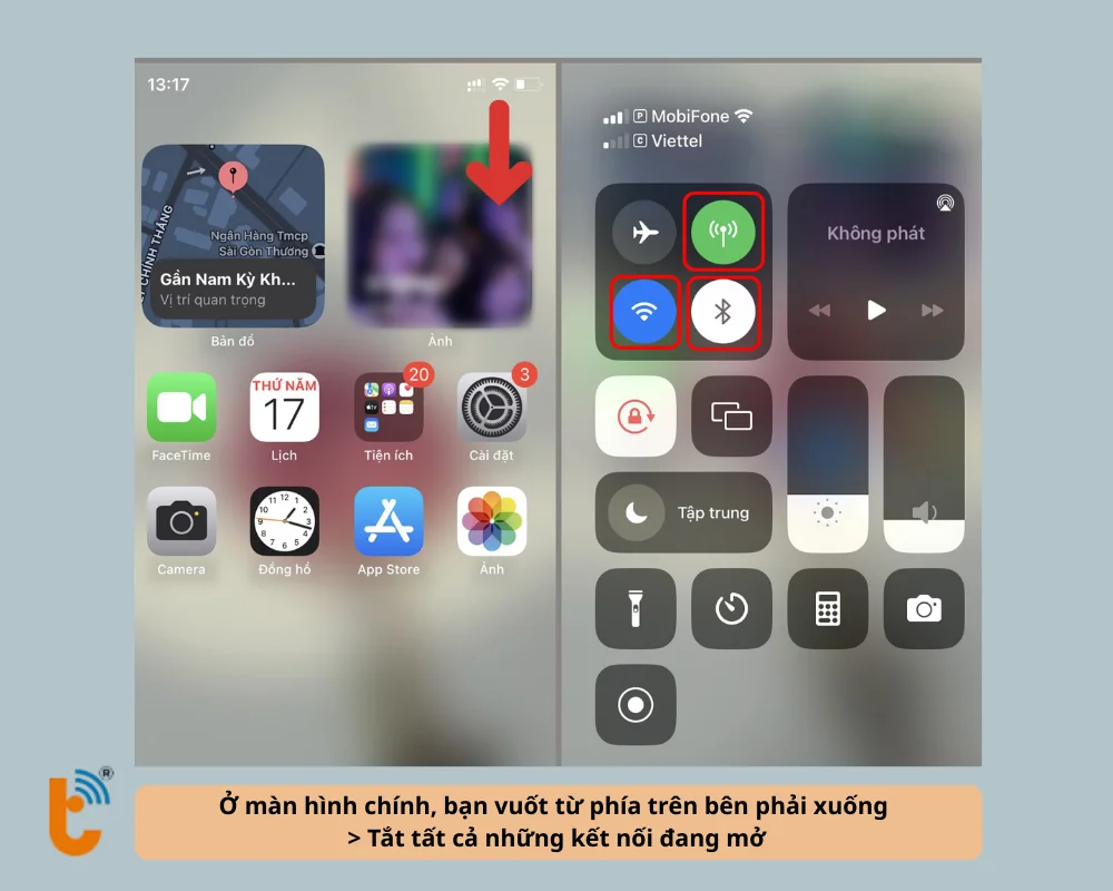 Tắt Wi-Fi, 4G và Bluetooth