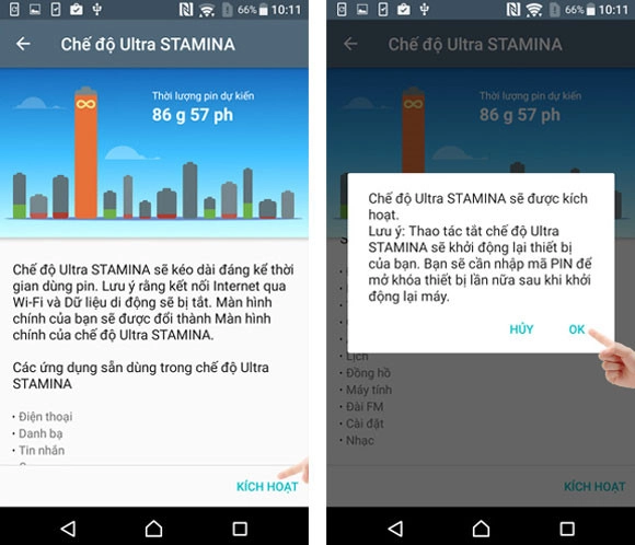 Chọn kích hoạt để bật tiết kiệm pin